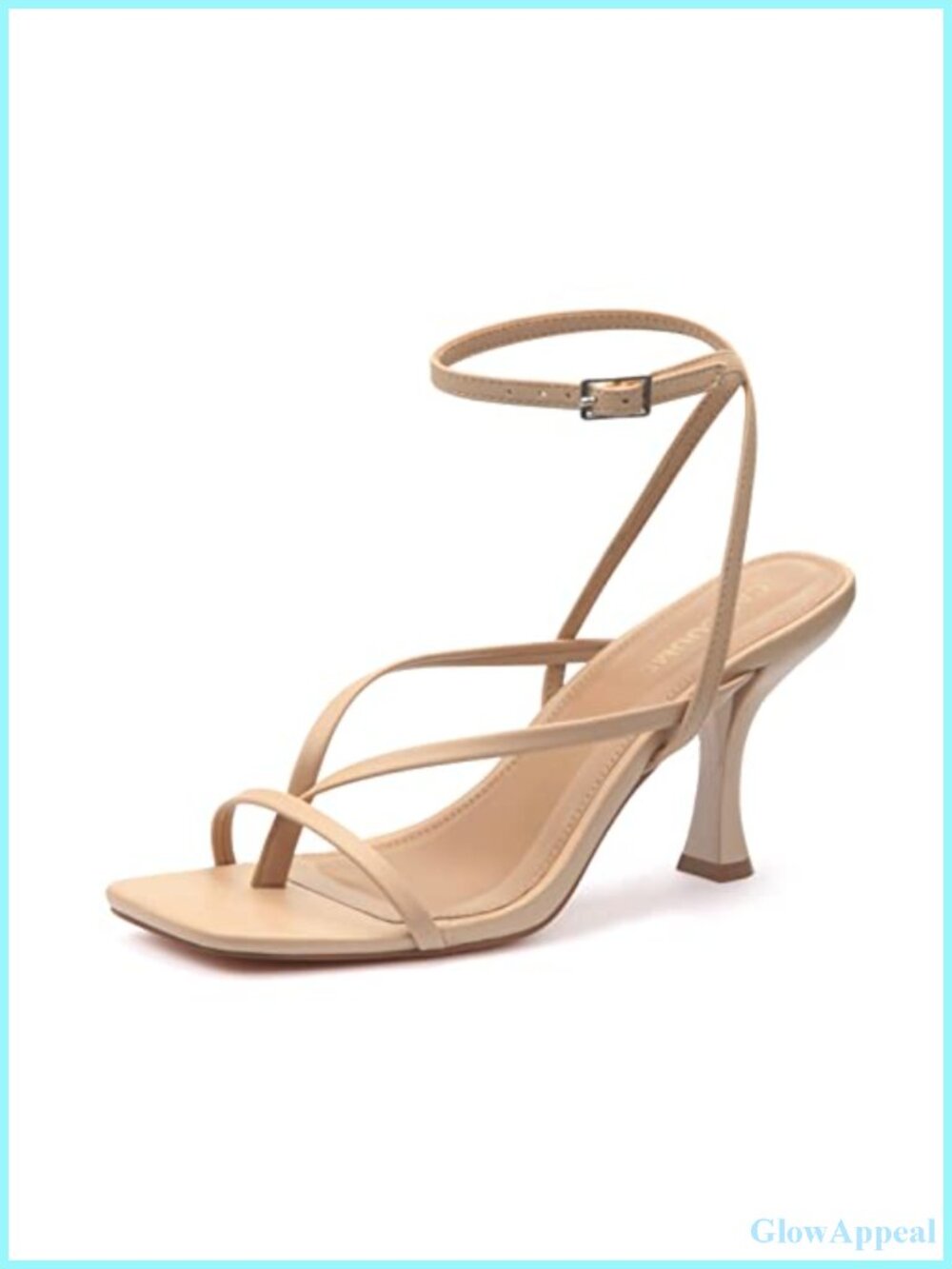 Kitten Heels Square Toe Strappy Ankle Strap Sandals